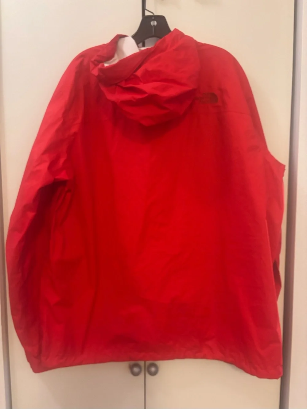 The North Face Men's Bright Red Hooded Rain Jacket Size XL, Pre-owned